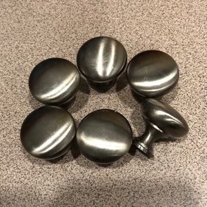 Six (6) brushed silver drawer pulls